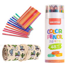 MIKISTAR 지워지는 유성 색연필 + 수납 포켓, 1세트, 48색