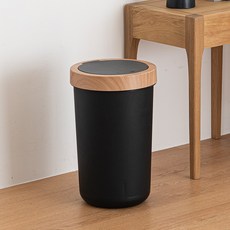 파리지앵 우디 원터치 휴지통 원형 20L, 블랙