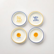 Modern House ON微笑圖案美耐皿餐盤組, 混合色, 1套, 盤子 4p