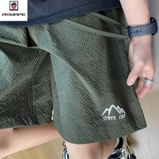 AEMAPE冰絲速幹短褲男夏季五分中褲美式高街寬鬆休閒運動沙灘褲子