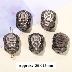 천연 실버 흑요석 조각 드래곤 거북이 부 구슬 구멍 있는 보석 만들기 DIY 목걸이 펜던트 액세서리 1 PC, Dragon Turtle, approx 20x15mm, 1개