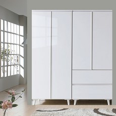 해해동동 하늘빛유1600옷장세트(투서랍옷장+긴문장)(99) 댐퍼경첩 옷장세트, 화이트