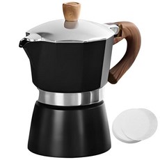 Vandetai Moka Pot 스토브탑 에스프레소 메이커 풍부한 쿠바 커피 및 이탈리아 스타일 에스프레소용 - 3컵 알루미늄 퍼컬레이터 캠핑 및 홈 브루 바리스타 경험(블, Vandetai Moka Pot 스토브탑 에스프레소 메