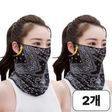 모브누아 자외선 차단 페이즐리 스카프 마스크 골프 햇빛가리개 남녀, 블랙+블랙, 1개