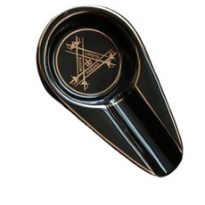 LUBINSKI 精緻陶瓷煙灰缸 時尚黑金邊緣 防滑耐用易清潔, 黑色 蒙特, 1個