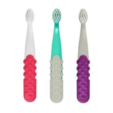 RADIUS 토츠 플러스 칫솔 BPA 프리 치아와 잇몸에 건강한 3세 이상 - 모듬 3개 팩 래디어스 130511 3531417494, 3 Count (Pack of 1), 그레이 퍼플 / 화이트코럴/민트그레이, 167548, 1