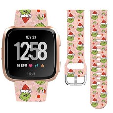 Watbro Fitbit Versa/Lite/Fitbit Versa 2 밴드와 호환되는 크리스마스 홀리데이 시계 밴드 여성용 남성용 부드러운 실리콘 스트랩 교체 액세서리, 01크리스마스 7