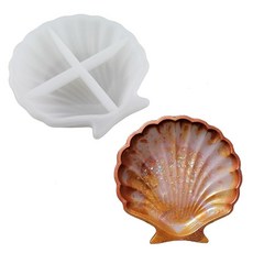 RLECS 109x109x22.5mm 화이트 쉘 에폭시 실리콘 수지 몰드 해양 쉘 트레이 주얼리 보관 디저트 장식 휴일 선물 맞춤화에 적합 313683