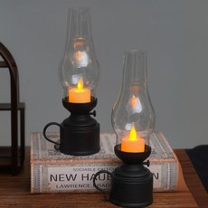 인테리어 빈티지 분위기 카페 식당 led양초 촛불 캔들, 블랙, 색상_블랙