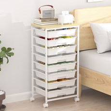 이동식 8단 트롤리 선반 수납함 틈새 케비넷, 화이트