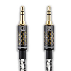 川木 AUX 3.5mm 公對公音頻線, 銀黑 1米, 1個