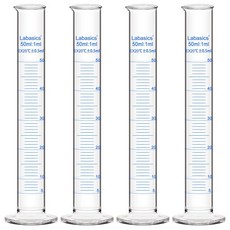 Labasics 4팩 붕규산염 유리 50ml 중벽 눈금 실린더 측정 실린더, 50 ml