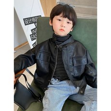 아짱 키즈 남녀공용 봄 가을용 남아 키즈 긴팔 레더 라이더 자켓 간절기 아우터 아동복 어린이용 ( 레이블랙 라이더자켓 -100~140호까지)