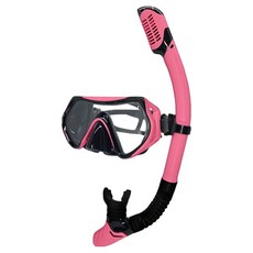메이스 물유입차단 일안식 아쿠아 프리 스노쿨링 마스크 + 스노클 세트, 핑크