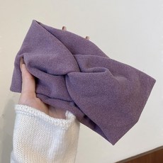 燕麥灰色寬邊髮箍髮帶 女用綁髮頭套 簡約洗臉髮飾 秋冬外戴, 1個, 紫色