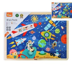[픽네] 초등과학교구 유아블록퍼즐 창의놀이교구 원목퍼즐 48pcs 우주여행 퍼즐