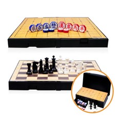 장기게임 어린이체스 양면 중형 어린이장기 미니보드게임, 블랙, 화이트, 레드, 블루, 2인용, 6세