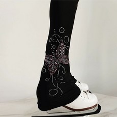 피겨 연습복 큐빅 트레이닝복 무대 팬츠, 1개, 바지 둘레 리본 다이아몬드 JB124