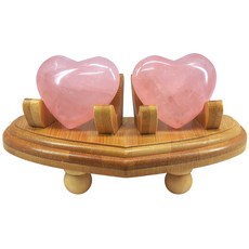 【168開運坊】情侶夫妻必備 星光粉晶心心相印雙心 孟宗竹愛心底座 開光擇日, 1套, 星光粉晶