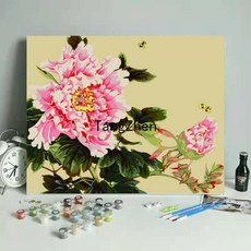 【TangZhen】유화그리기 유화그리기세트 디지털 유화 diy 남자 여자 아이 수제 창의 심플한 리넨 만화 색칠 방 거실 색칠 장식 그림, TZ2777, 40*50cm 내장 2.5 두께(색천), 1개