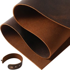 링선 12"X24" 공예용 천연 가죽 시트 풀 그레인 툴링 가죽(2mm) 두꺼운 소가죽 조각 사각형 다크 브라운, 6''X12'', Red Brown