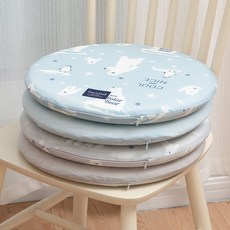 한빛카페트 냉감 모찌 메모리폼 원형 방석 커버분리형 4colors, 북극곰-블루