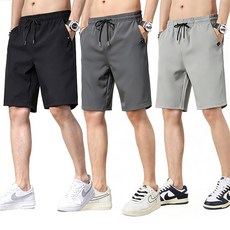 1+1+1 남자 반바지 여름용 3종 아이스스판 밴딩 트레이닝 반바지 범록(K26)