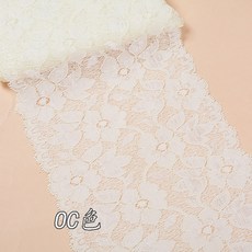 신축성 꽃 레이스 리본 DIY 의류 바느질 원단 블랙 화이트 레드 핑크 블루 퍼플 그린 옐로우 테이프 16cm 너비, 아이보리, 1개