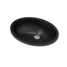 愛琴海廚房 德國 珂瑞CARYSIL B01 嵌入式花崗岩橢圓形洗手台面盆，廚房衛浴適用, 黑, 1個