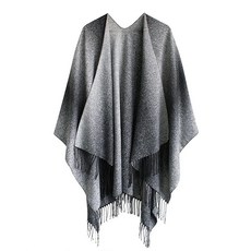 Urban CoCo 여성용 프린트 태슬 오픈 프런트 판초 케이프 랩 숄 시리즈 12-블랙 One Size 142283, 시리즈 16-그레이