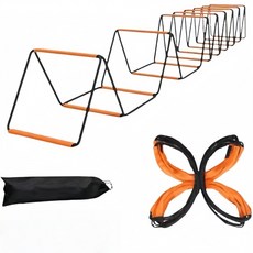 다용도 스피드 사다리 민첩 사다리 훈련용 접이식 뜀틀 허들걸이 웨이트 트레이닝기구 호이스트+수납가방, 6.4m(16구)