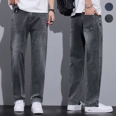 wassup 남자 청바지 널찍하다 일자핏 청바지 스판 춘하 통바지 지빅싸이즈