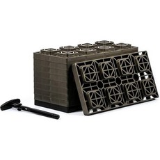 캠코 패스텐 4x2 레벨링 블록 듀얼 타이어용 맞물림 디자인으로 원하는 높이까지 적층 가능 안전한 T핸들 휴대 시스템 포함 갈색 10개 묶음 44525, Standard Packaging