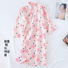 여성 유카타 가운 호텔 기모노 홈웨어 여성용 하오리, 핑크 스몰 플라워, 1개