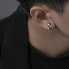 GLBO 14k귀걸이 남성 피어싱 앤티크 꼬임 십자가 이어링 1개 세트ERH370A