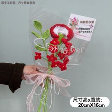 母親節花束康乃馨玫瑰針織花毛線編織花送媽媽婆婆禮物實用永生花, 紅色康乃馨 勿忘我針織花束 1個