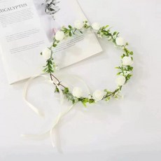 꽃화관 안개꽃 헤어장식 청순 휴양지 촬영 야외 소품, 데이지화환