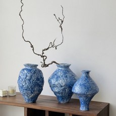 블루화병 베이스 꽃병 집꾸미기 유니크 오브제 파랑 파란 도자기, 5_E타입 상단 지름 11.5cm
