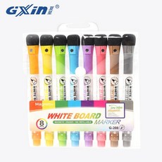 GXin G-208 磁性白板筆, 1個裝, 可擦磁性吸附白板筆8色套裝, 紫色,綠色,藍色,黃色,橙色,紅色,棕色,黑色