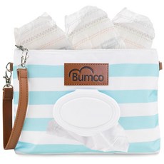 Bumco 기저귀 클러치 백 - 휴대용 물티슈 디스펜서 및 홀더 밀폐 여행용 아기 케이스 디스펜서 이동 중에도 팔찌 380431, 블루