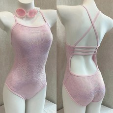 源頭廠家高顏值洋氣珍珠粉連體三角競速游泳衣女專業運動大碼微胖