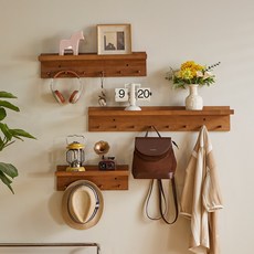 에코소라노 원목 벽선반 주방 거실 인테리어 벽걸이 선반, 1단, 오크