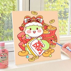 裝飾畫 蛇年數字油畫diy填色畫畫生肖新年卡通兒童手工簡單填充油彩丙烯, 蛇年大吉2,60*60cm, 1個