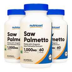 뉴트리코스트 오가닉 쏘팔메토 1000mg 120캡슐, 3개, 120정