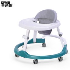 DFMEI 嬰兒學步車防o型腿多功能防摔防側翻女孩男寶寶助步可坐手推車U型, 1個, 基礎款-萊卡綠-普通輪(X-O):參考詳情
