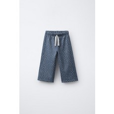 [국내배송] 자라 ZARA 플러시 와이드 레그 플라워 팬츠 - 블루 938547