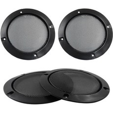 언로르스피 4pcs 블랙 원형 스피커 그릴 커버 2인치 자동차 금속 메시 교체용 나사 포함, 4 Inch, Black