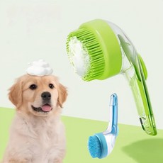 반려동물 그립 원터치 라운드 샴푸 브러쉬 실리콘 목욕 브러시, 1개, 푸른 색