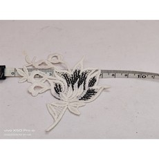 蕾絲花邊花朵花片 21*10cm 貼布繡拼布布貼裝飾, 1個, 花邊片黑白 B款