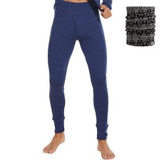 메리노베이션 메리노 울 베이스 레이어 팬츠 남성용 100% 메리노 울 보온 속옷 하의 엘라스틱 인디고 블루 250